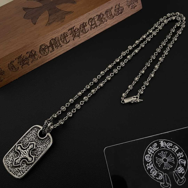 Ch*0me heart  pirate ship silver cross army brand silver necklace european and american retro ins pendant hip hop silver necklac