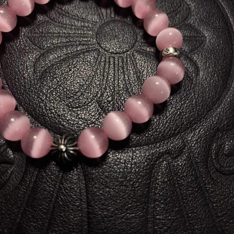 Ch*0me heart beads pendant bracelet pink