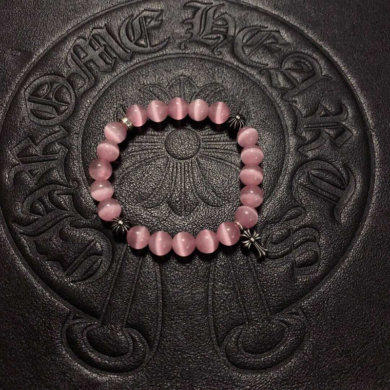 Ch*0me heart beads pendant bracelet pink