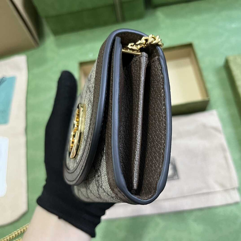 G*u*i blondie medium wallet on chain monogram gray