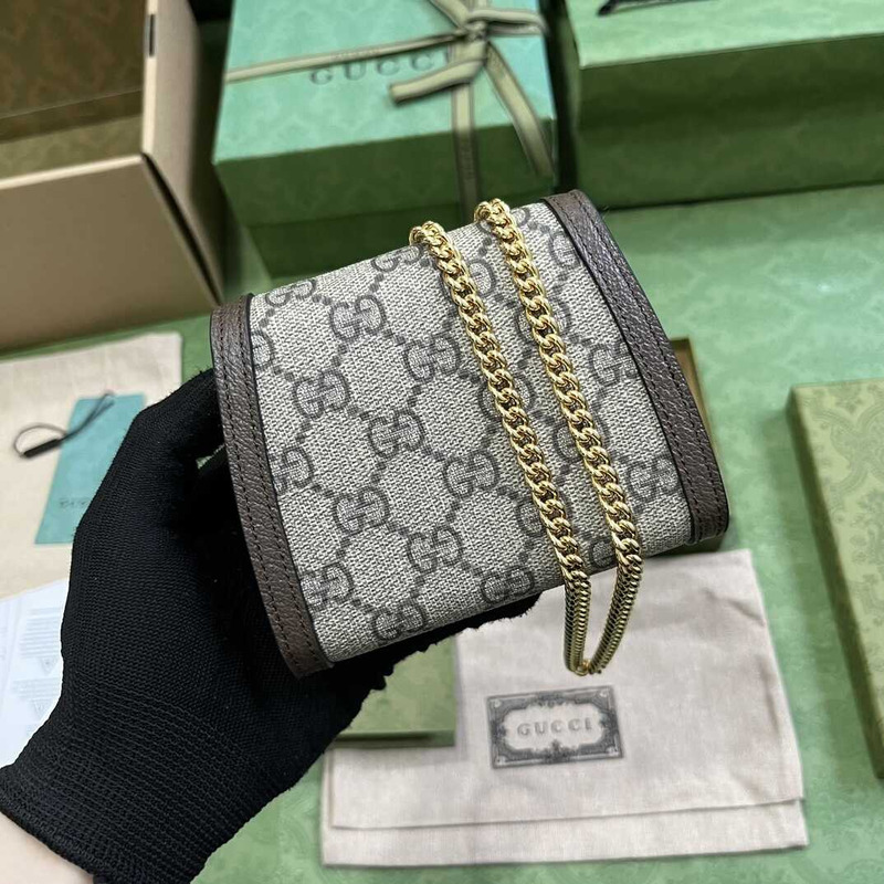 G*u*i blondie medium wallet on chain monogram gray