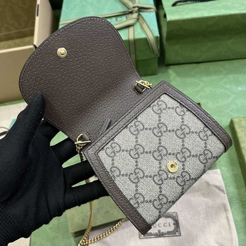 G*u*i blondie medium wallet on chain monogram gray