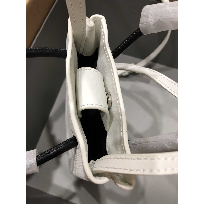Ba*len*cia*ga textured calfskin logo shopping phone holder bag white