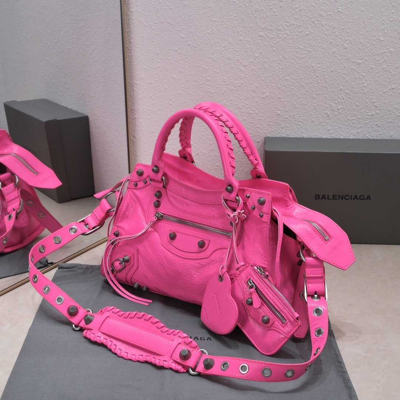 Ba*len*cia*ga neo cagole small handbag fluorescent pink