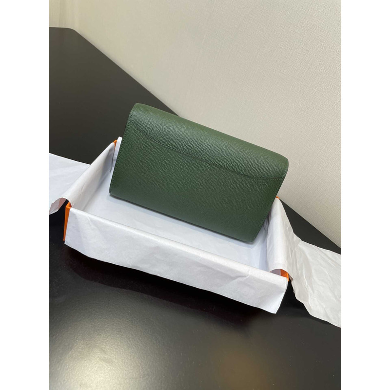 H**mes constance wallet to go gold hardware green