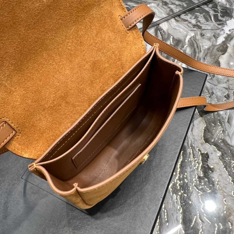 Saint Laurent Kaia Small Shoulder Bag In Suede Brown