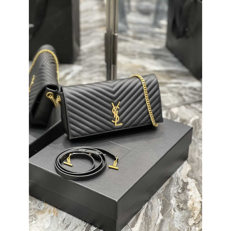 saint laurent S*pple kate 99 quilted calfskin leather shoulder bag black