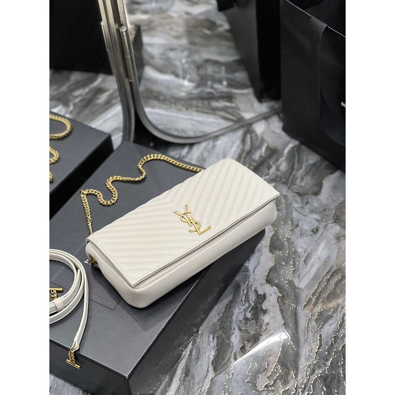 saint laurent S*pple kate 99 quilted calfskin leather shoulder bag cream