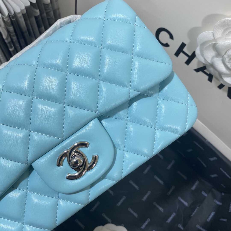 Ch*el classic flap mini shoulder bag blue