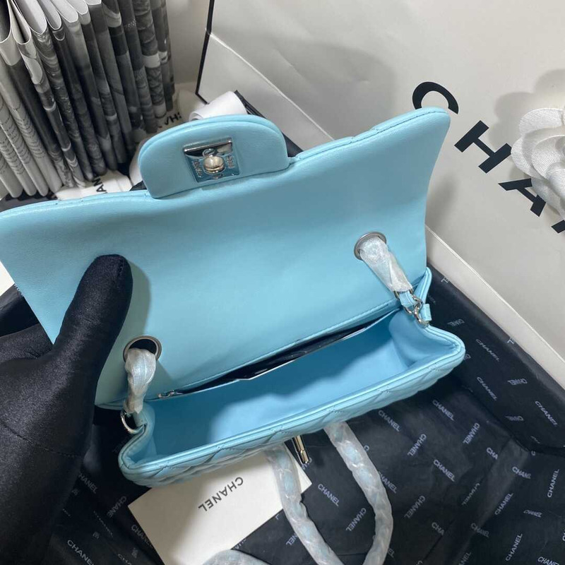 Ch*el classic flap mini shoulder bag blue