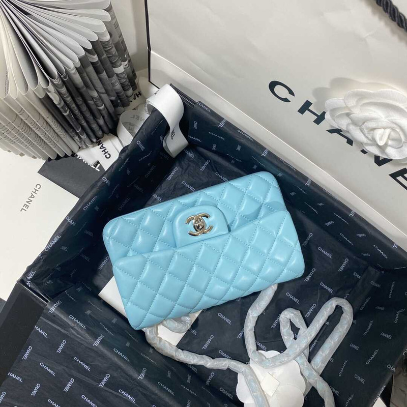 Ch*el classic flap mini shoulder bag blue