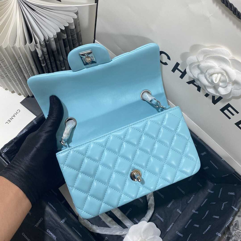 Ch*el classic flap mini shoulder bag blue