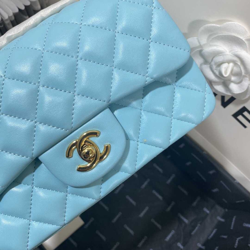 Ch*el classic flap mini shoulder bag blue