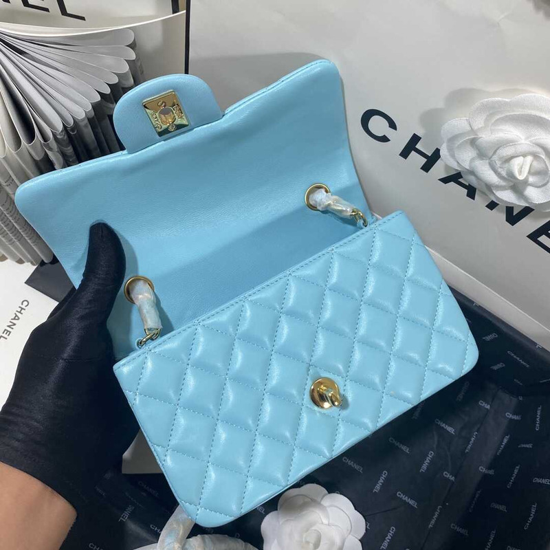 Ch*el classic flap mini shoulder bag blue