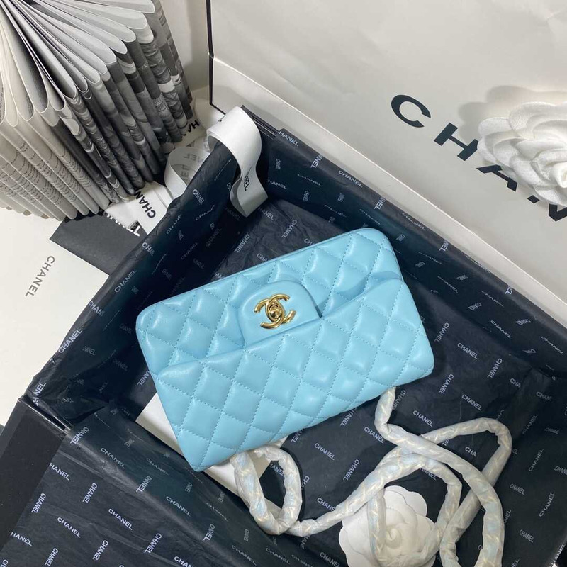 Ch*el classic flap mini shoulder bag blue