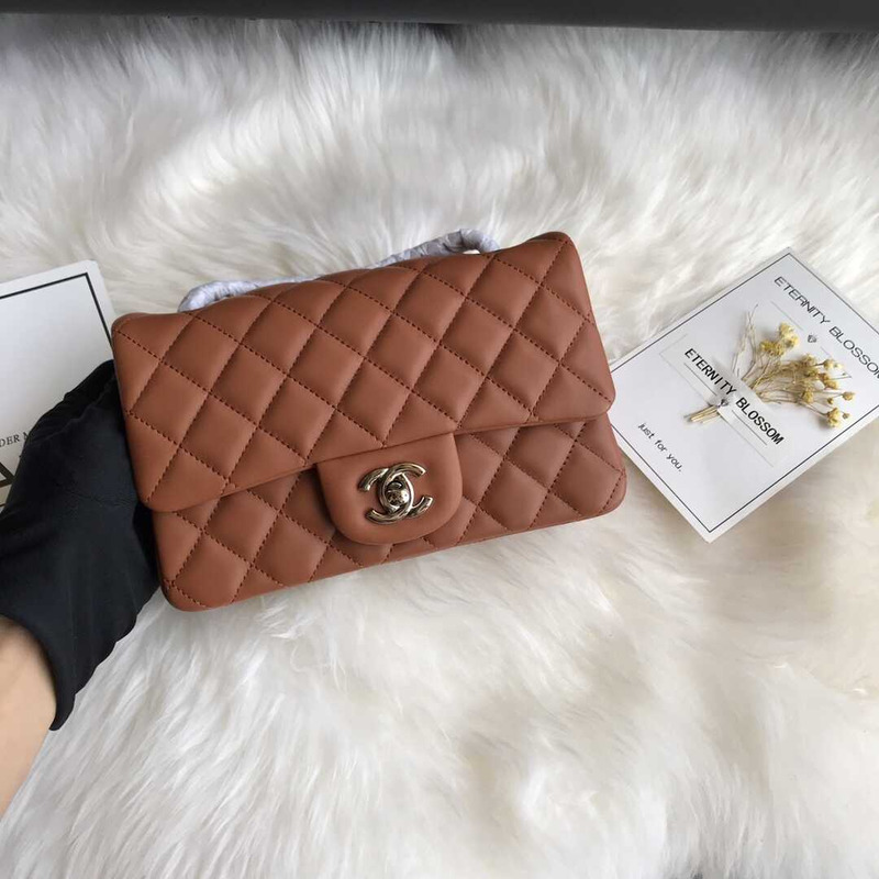 Ch*el classic flap mini shoulder bag brown