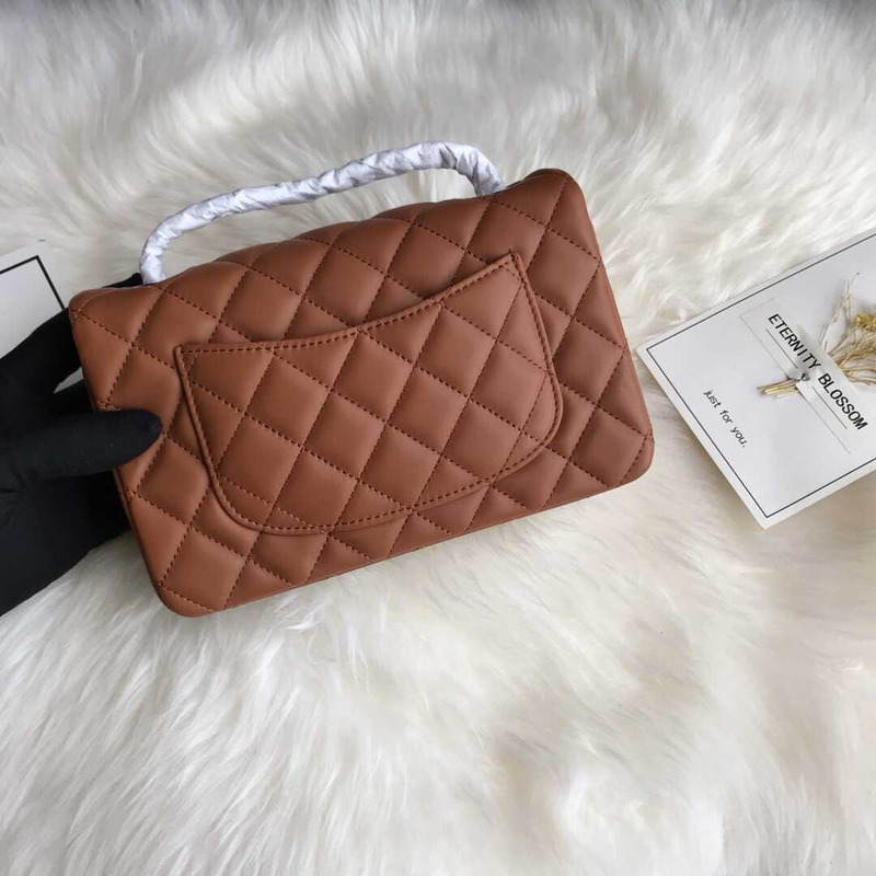 Ch*el classic flap mini shoulder bag brown