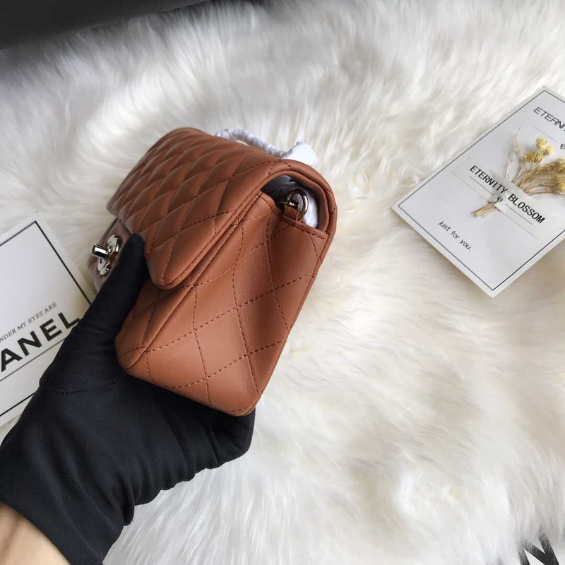 Ch*el classic flap mini shoulder bag brown