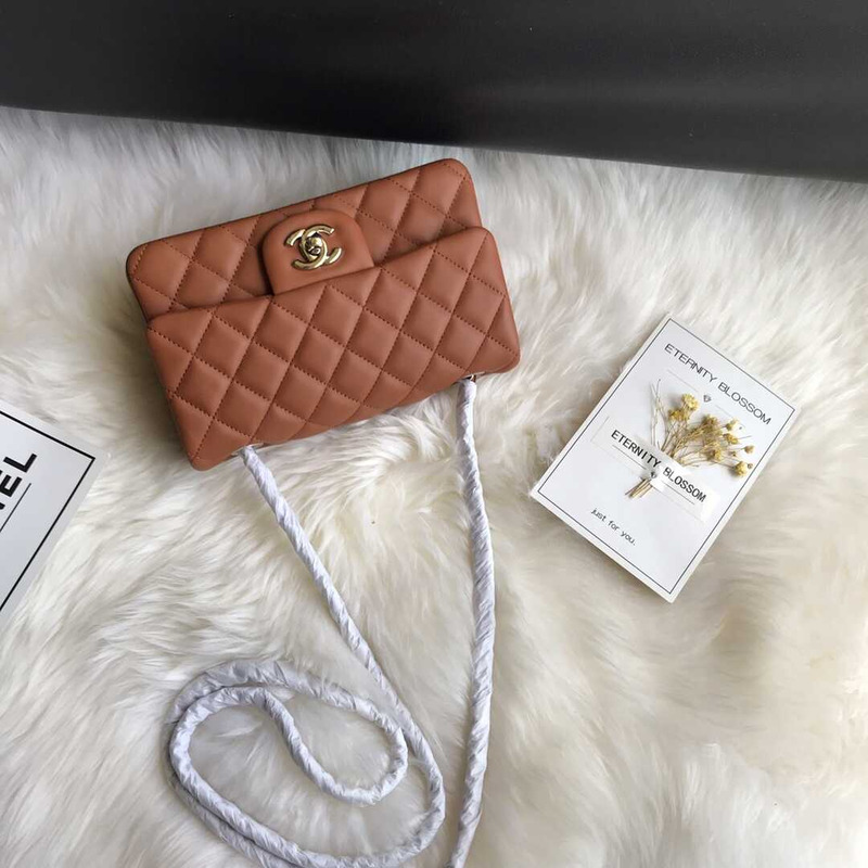 Ch*el classic flap mini shoulder bag brown