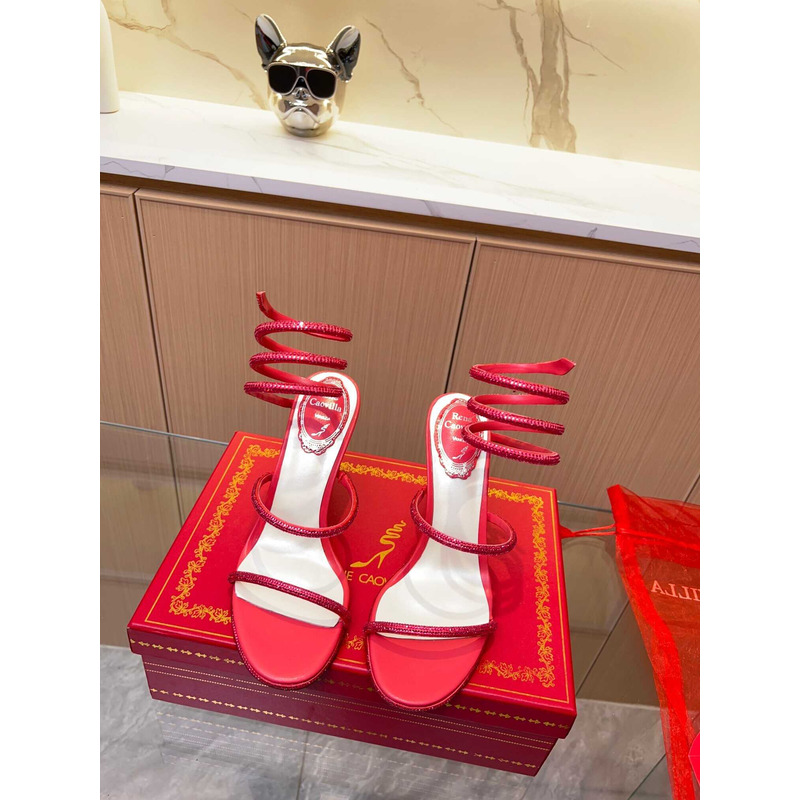 Rene Caovilla Caovilla Cleo Jewel Stiletto Sandals Red