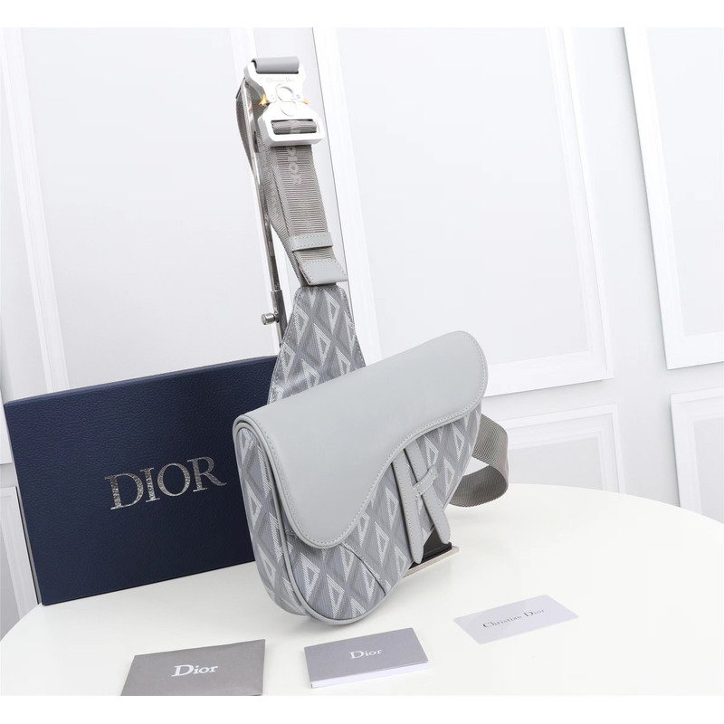 d*or essentials saddle bag d*or gray cd Di*m*nd canvas and smooth calfskin