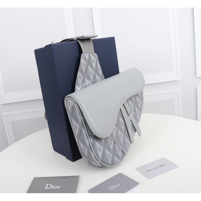 d*or essentials saddle bag d*or gray cd Di*m*nd canvas and smooth calfskin