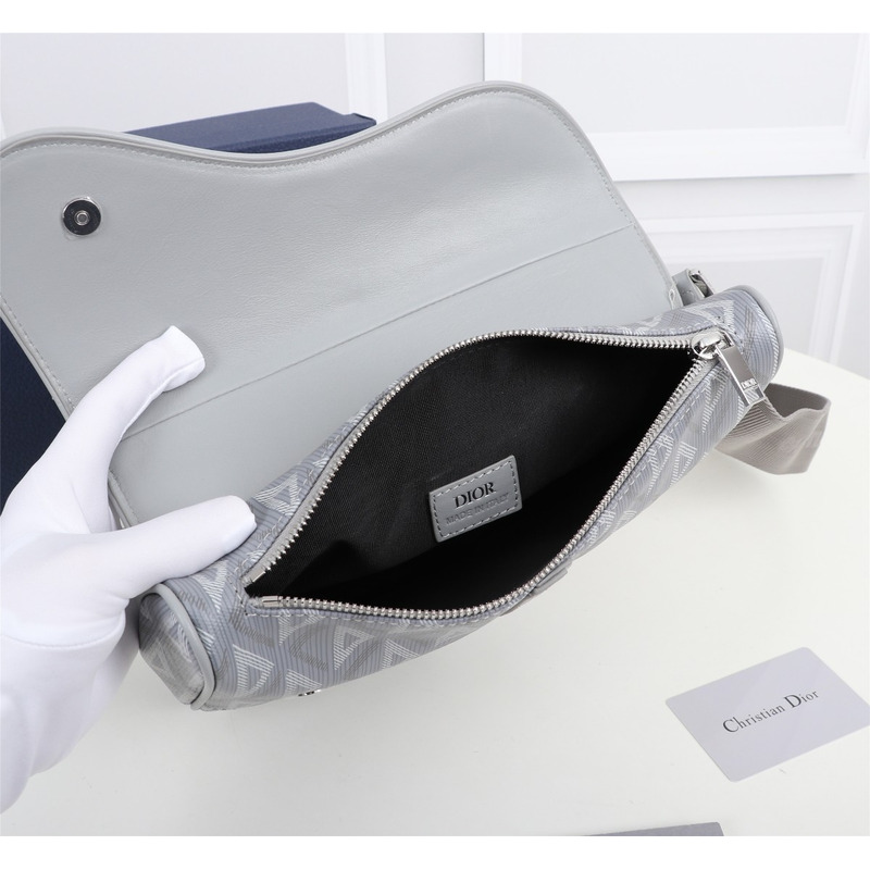 d*or essentials saddle bag d*or gray cd Di*m*nd canvas and smooth calfskin