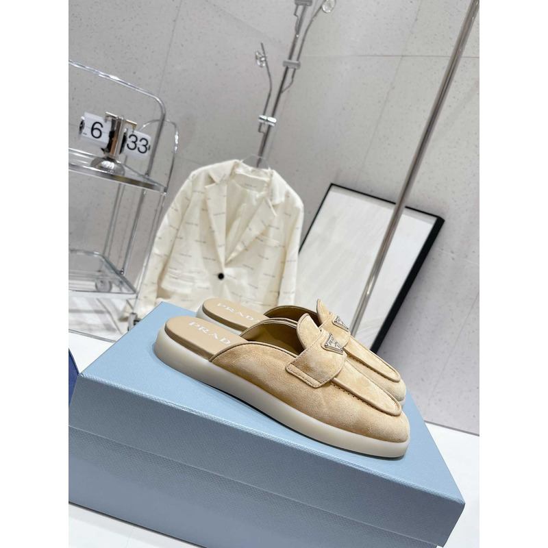 Pra*a leather mule sandals light brown