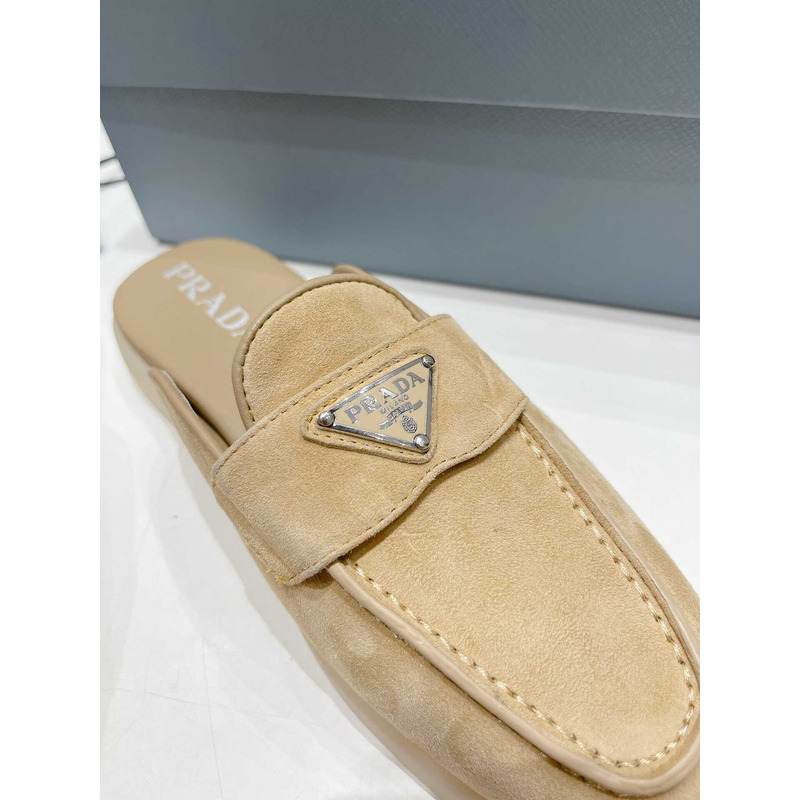 Pra*a leather mule sandals light brown