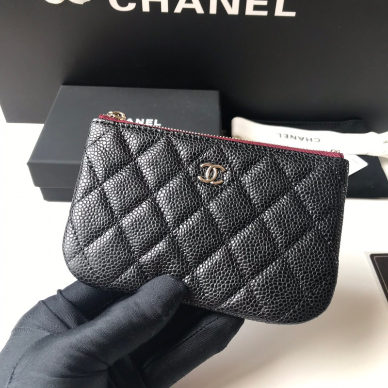 Ch*el caviar quilted small cosmetic case black