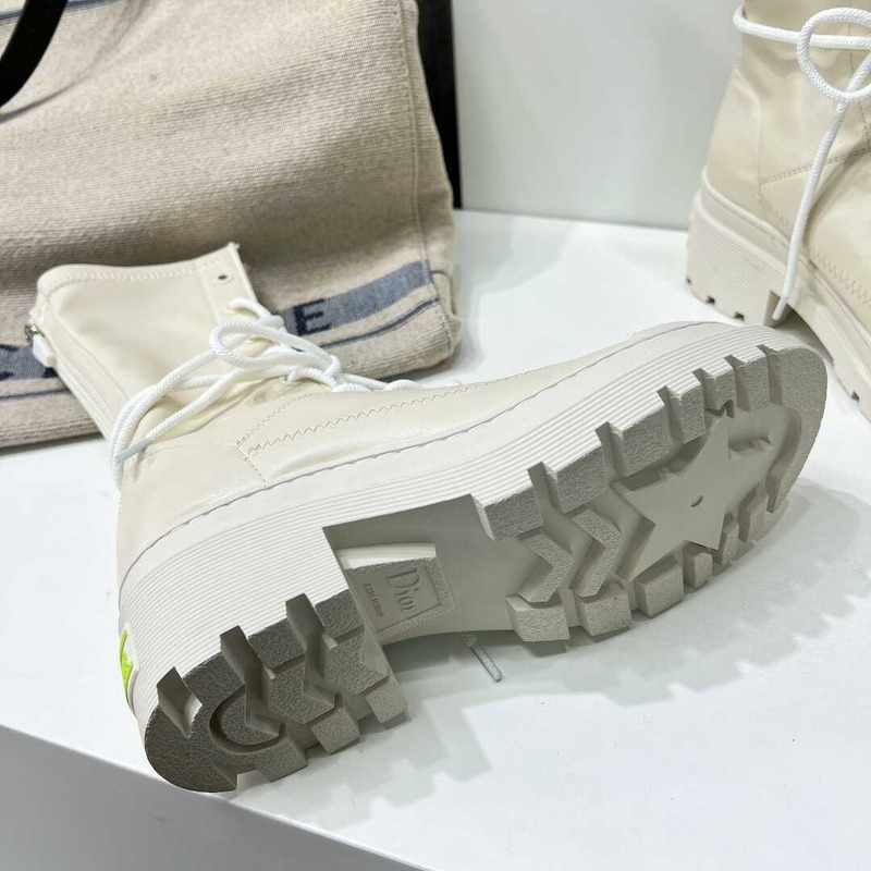 D*or platform lace-up high boots white