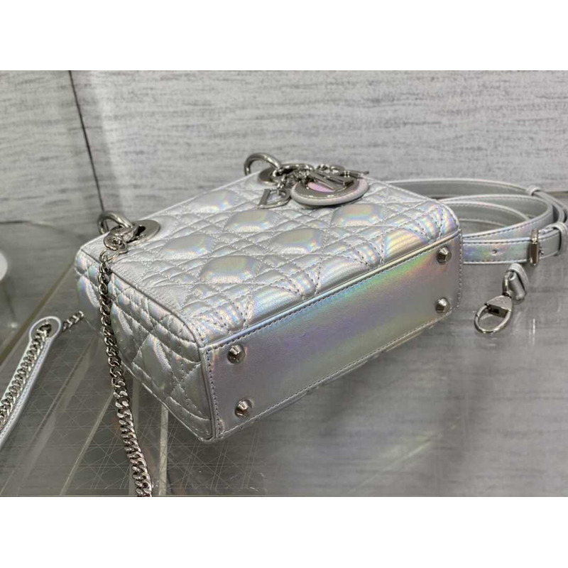 D*or mini lady D*or bag lambskin opaline gray