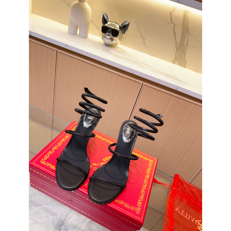 Rene Caovilla Cleo Crystal Sandals 95mm Black