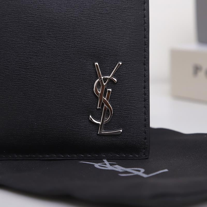 Saint Laurent Tiny Cassandre East/West Wallet In Matte Leather Black