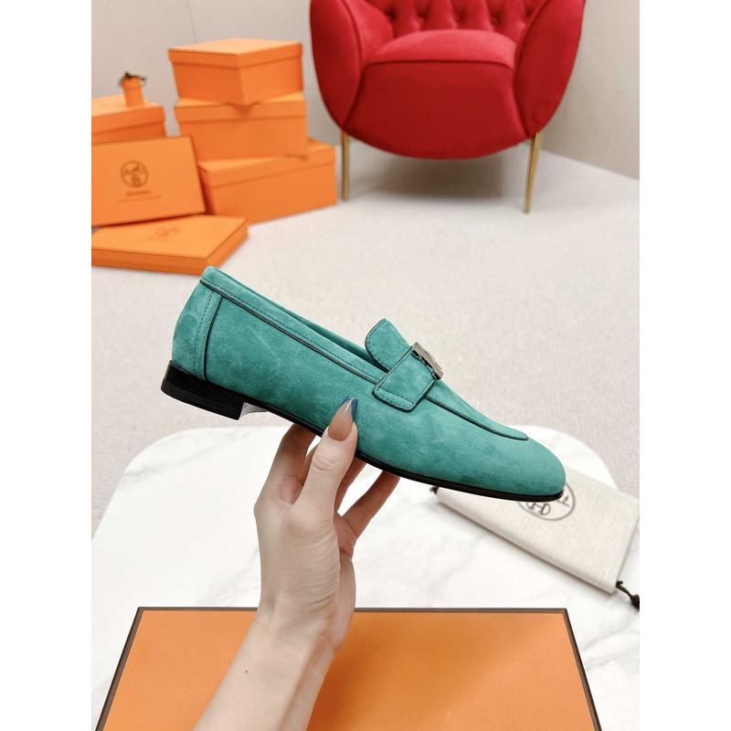H**mes paris loafers in lake blue velvet