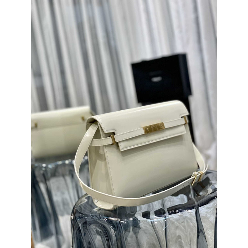 Saint Laurent Manhattan Leather Shoulder Bag White