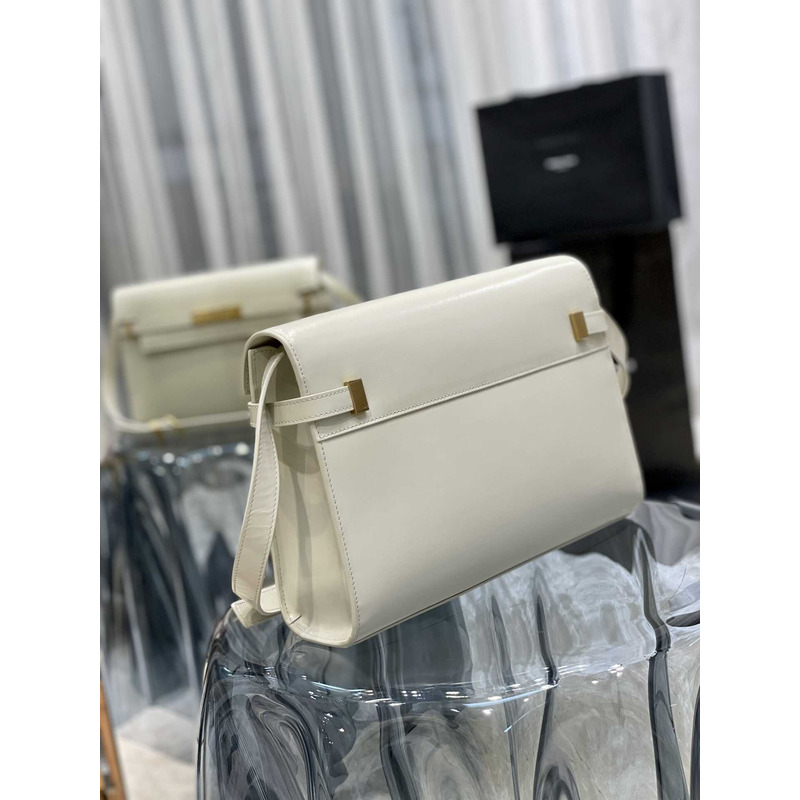 Saint Laurent Manhattan Leather Shoulder Bag White