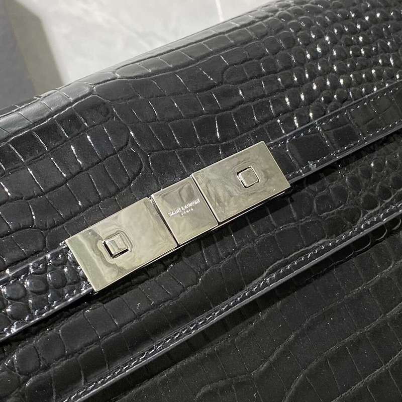Saint Laurent Manhattan Leather Shoulder Bag Black