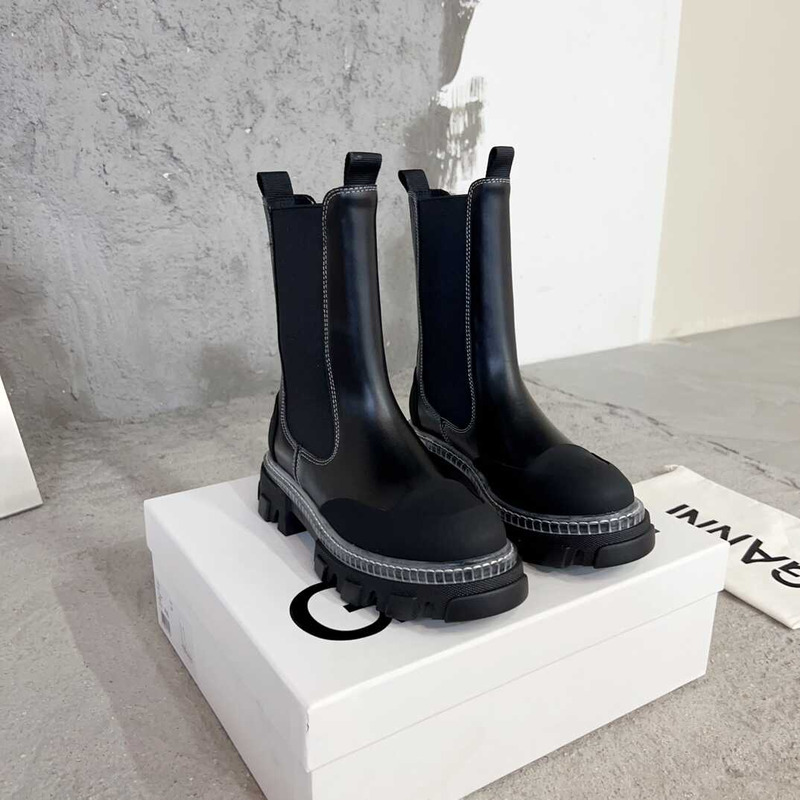 Ganni Pattern Mid-cut Chelsea Boots Black