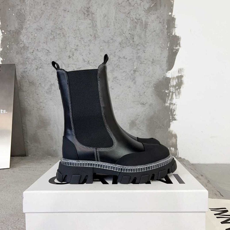 Ganni Pattern Mid-cut Chelsea Boots Black
