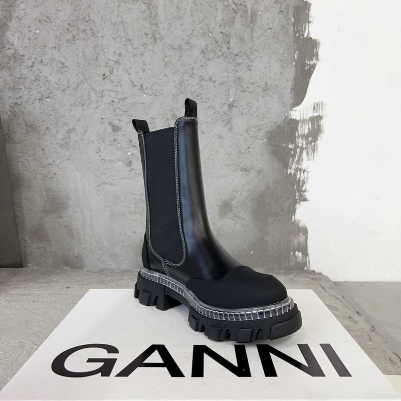 Ganni Pattern Mid-cut Chelsea Boots Black