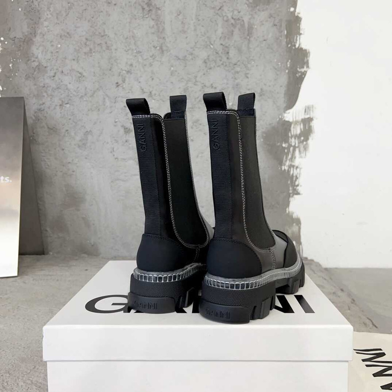 Ganni Pattern Mid-cut Chelsea Boots Black