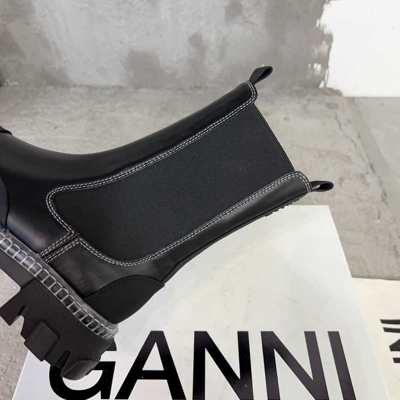 Ganni Pattern Mid-cut Chelsea Boots Black