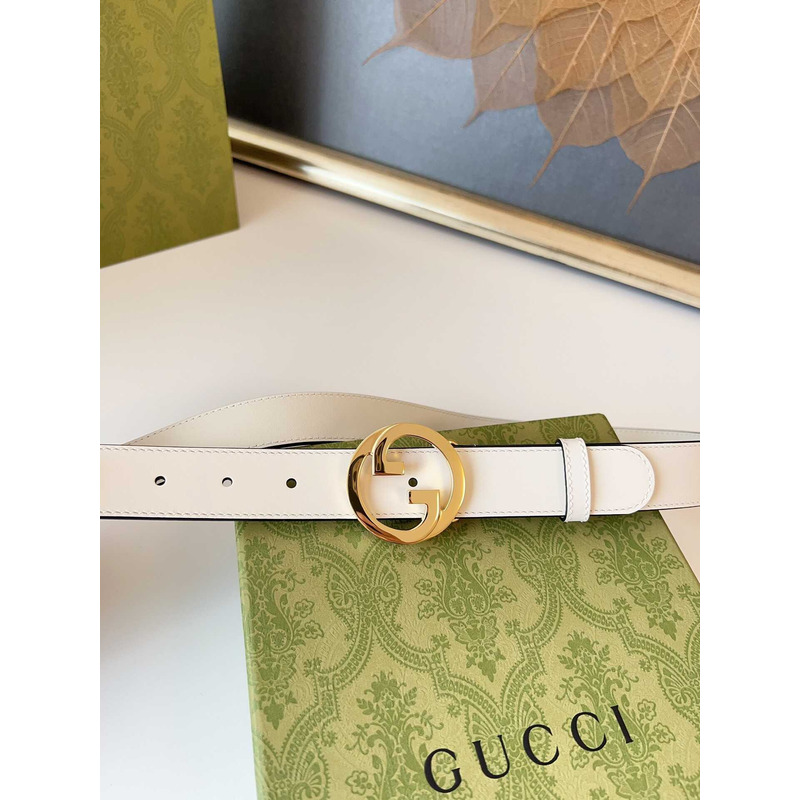 G*u*i blondie belt gold buckle 3cm white
