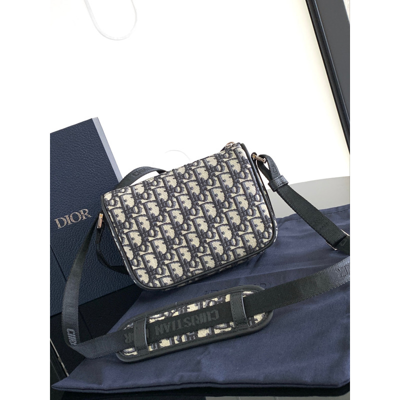 D*or 8 mini bag with strap beige and black D*or oblique jacquard