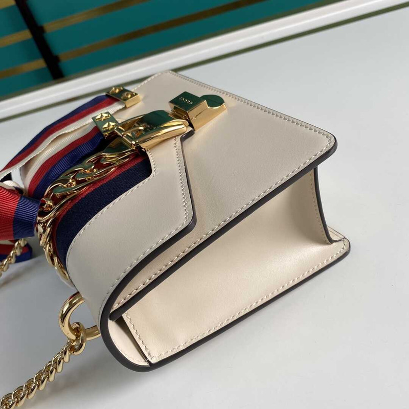 G*u*i sylvie shoulder gg web stripe mini bag beige