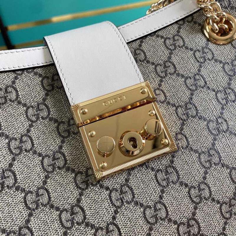 G*u*i padlock medium gg shoulder bag beige/white