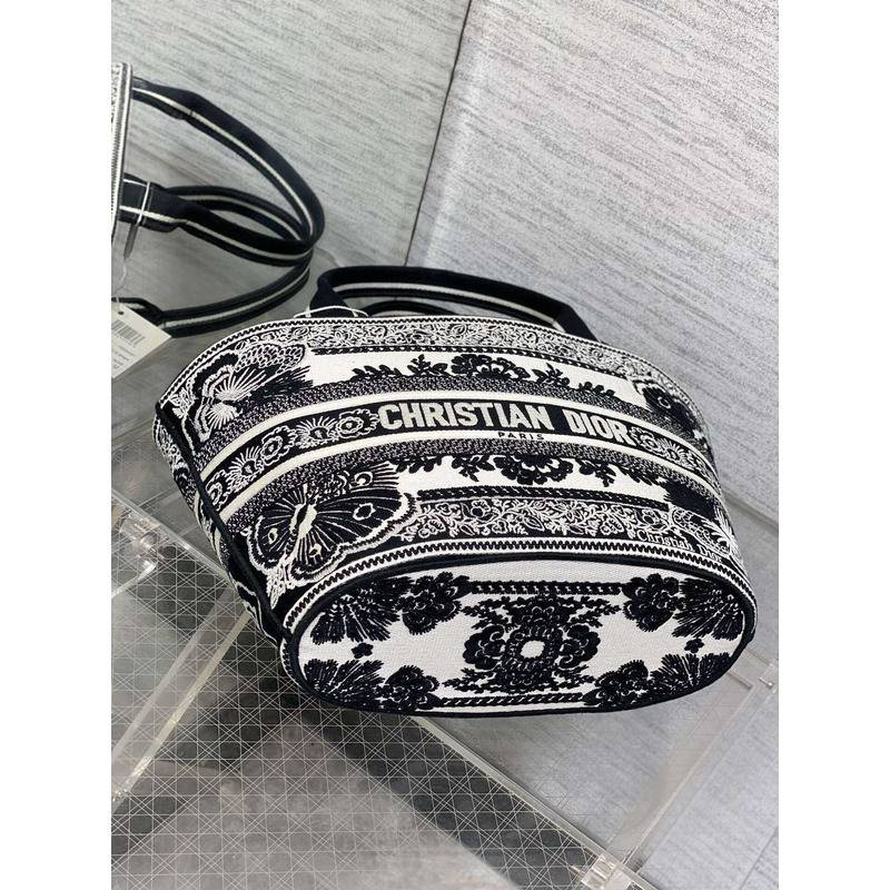 ch**an D*or hat basket bag white and black butterfly bandana embroidery
