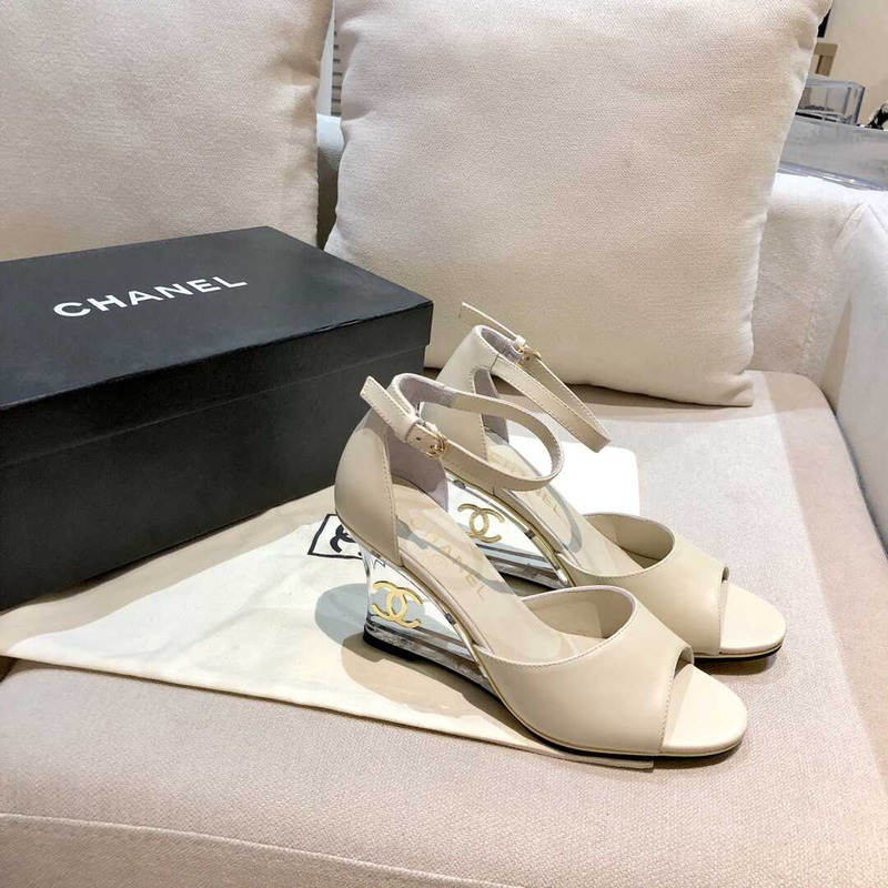 Ch*el toe leather sling grey heels