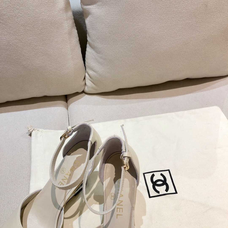 Ch*el toe leather sling grey heels